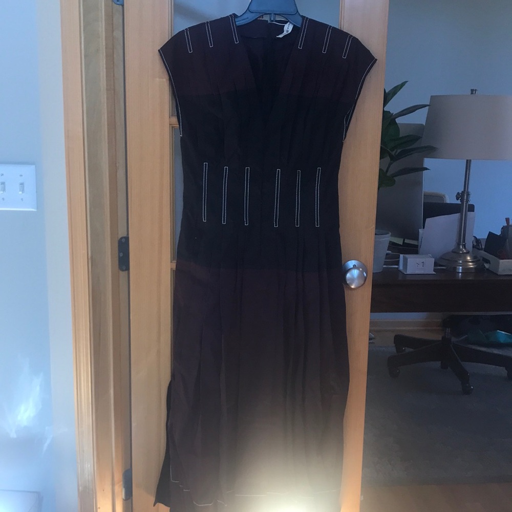 Tory Burch NWT cotton Claire McCardell dress eggplant plum and black. Size 8.